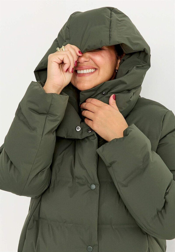 Jakke med dunfølelse Naomi Dame 50/52 Mørk grønn