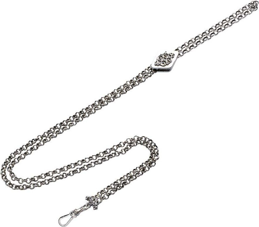 Klokkekjede i 830 oksidert sølv, 51 cm