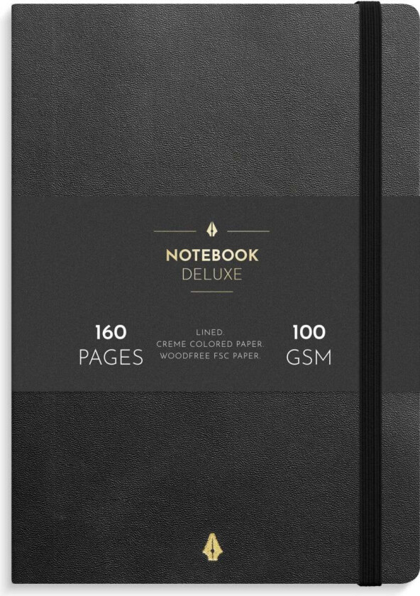 Notatbok A5 linjert Deluxe Black