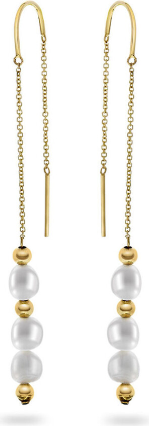 , Øredobber i 585 gult gull med ferskvannsperler