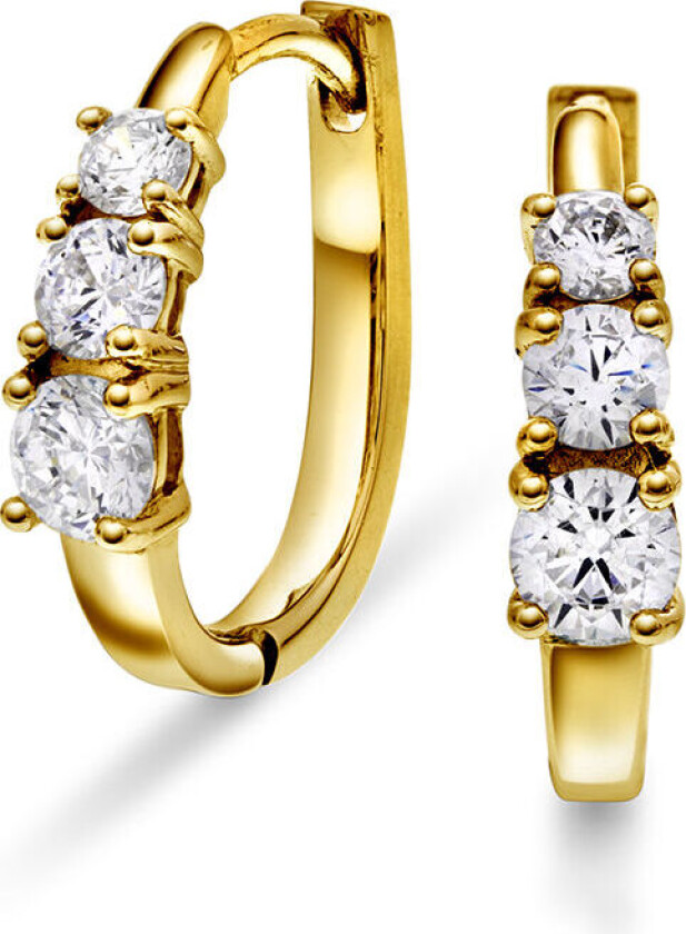 , Øreringer i 925 forgylt sølv med zirkonia