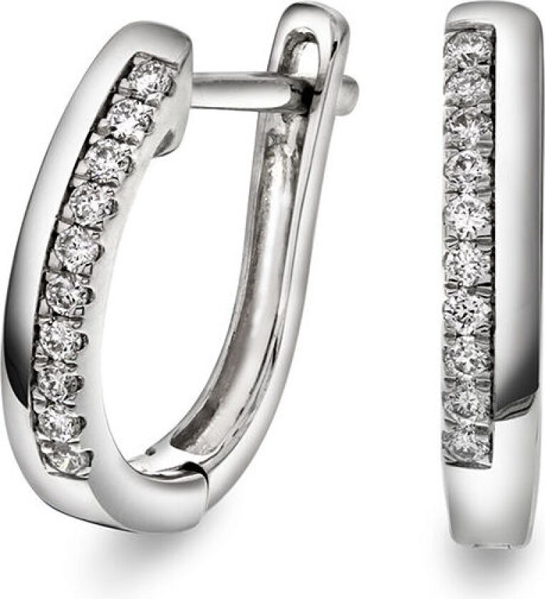 Øreringer i 585 hvitt gull med diamanter 0,15 ct