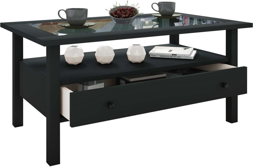 LingisL sofabord 1 skuff 1 hylle svart.