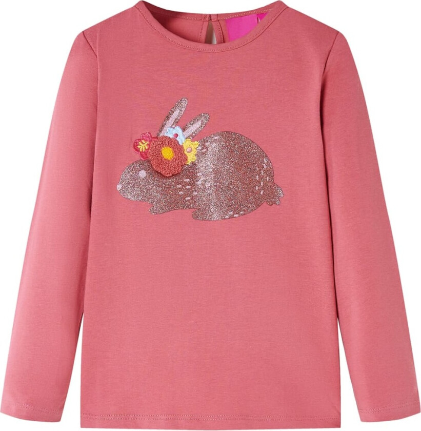T-skjorte for barn med lange ermer gammelrosa 128