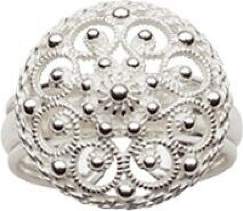 Bunadsring i 830 hvitt sølv med kruse