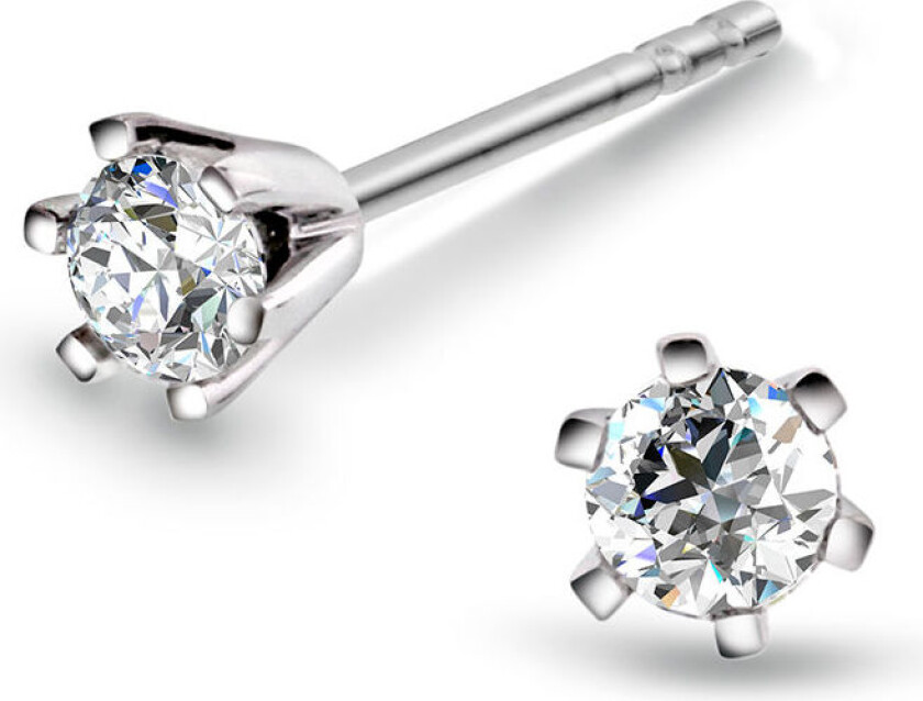 Olivia, Øredobber i 585 hvitt gull med diamant 0,30 ct