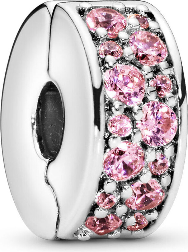 Bilde av , Charm i 925 sølv med rosa pavé klemmecharm