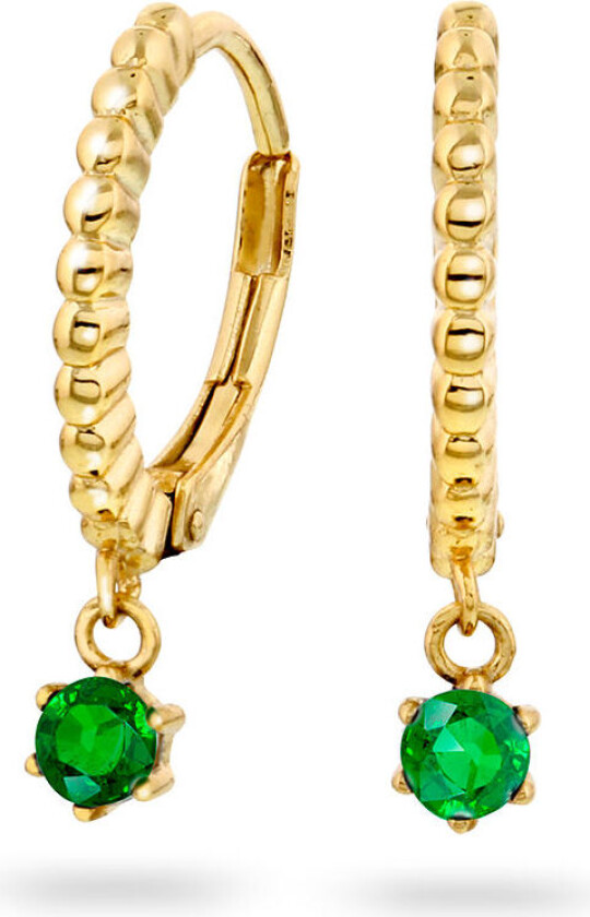 , Øreringer i forgylt sølv med grønn zirkonia