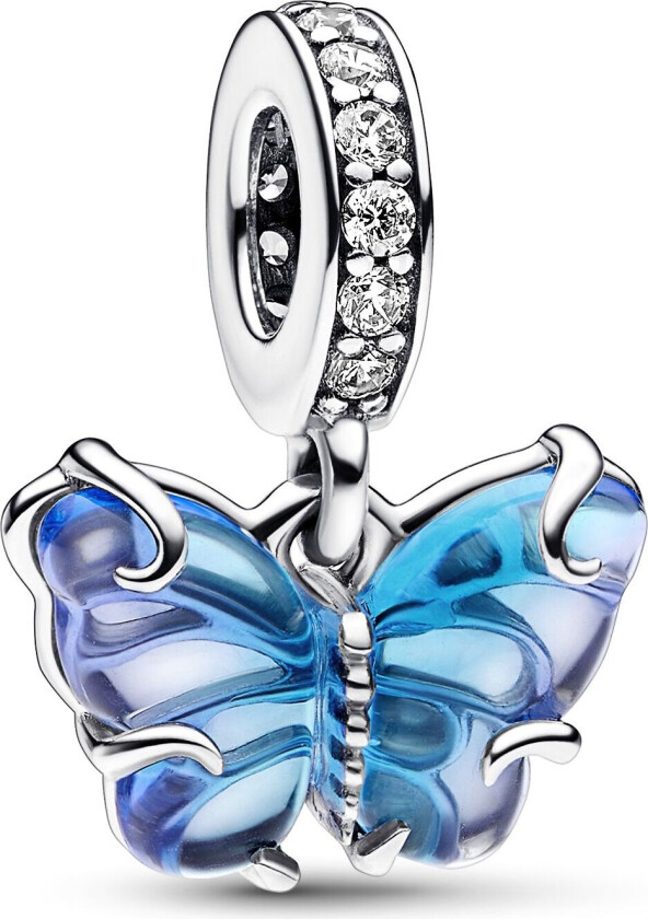 Bilde av Moments, Charm i 925 sølv med blå muranoglass sommerfugl