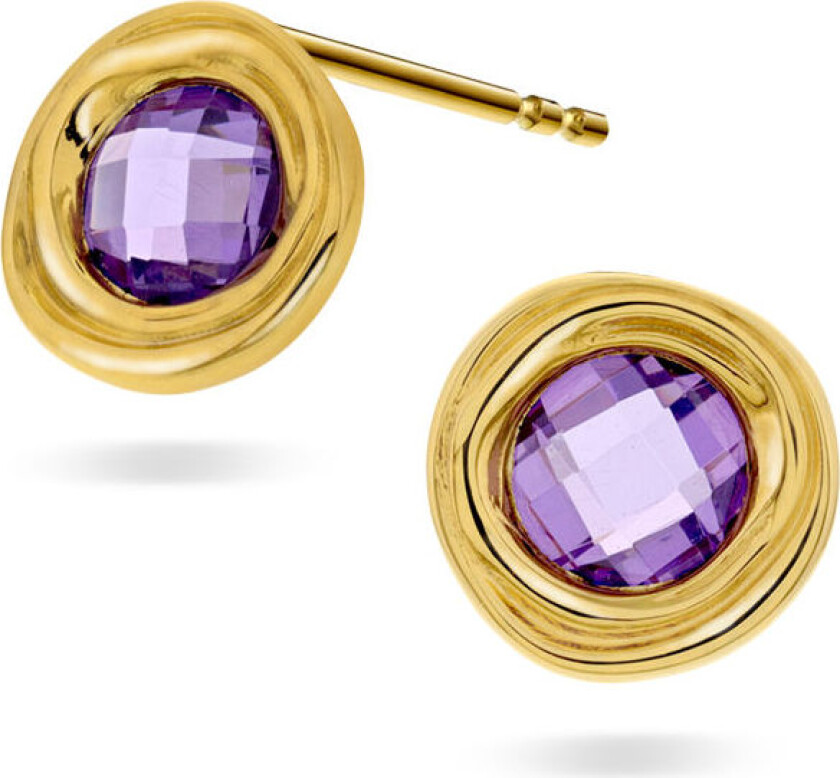 , Øredobber i forgylt 925 sølv med ametyst