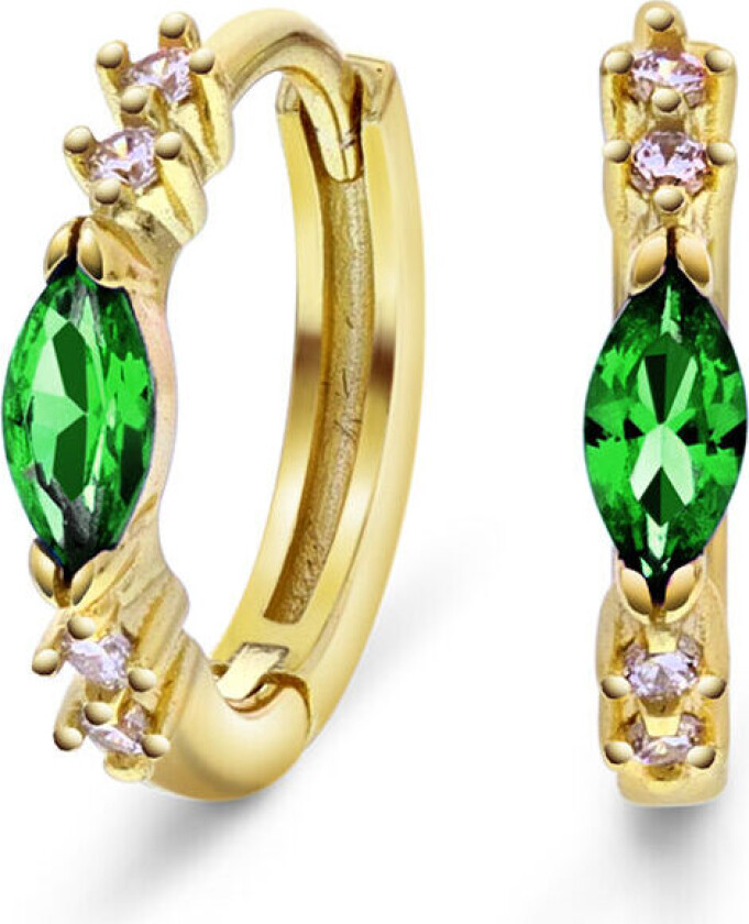 , Øreringer i 925 forgylt sølv med grønn zirkonia