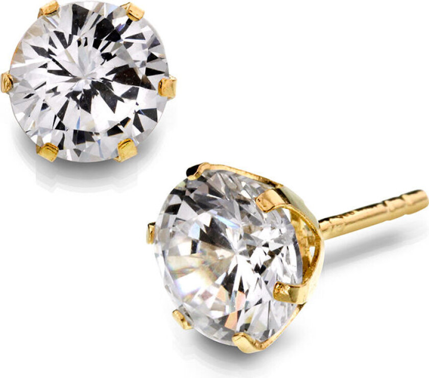 , Øredobber i 585 gult gull med zirkonia