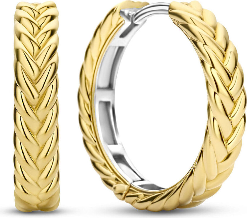 , Øreringer i forgylt 925 sølv med flettet design