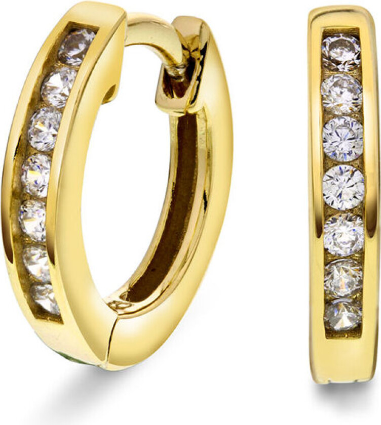 , Øreringer i 925 forgylt sølv med zirkonia