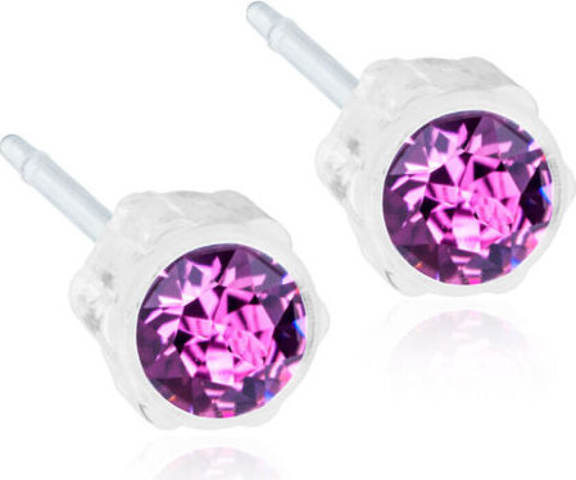 , Øredobber i medisinsk plast med lilla Swarovski krystall
