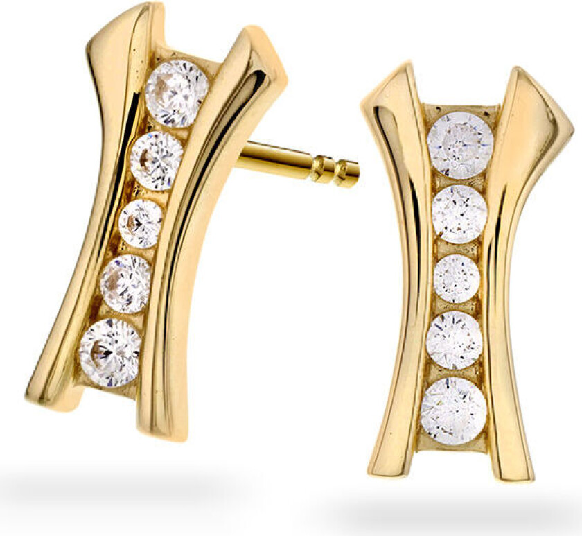 , Øredobber i 585 gult gull med zirkonia