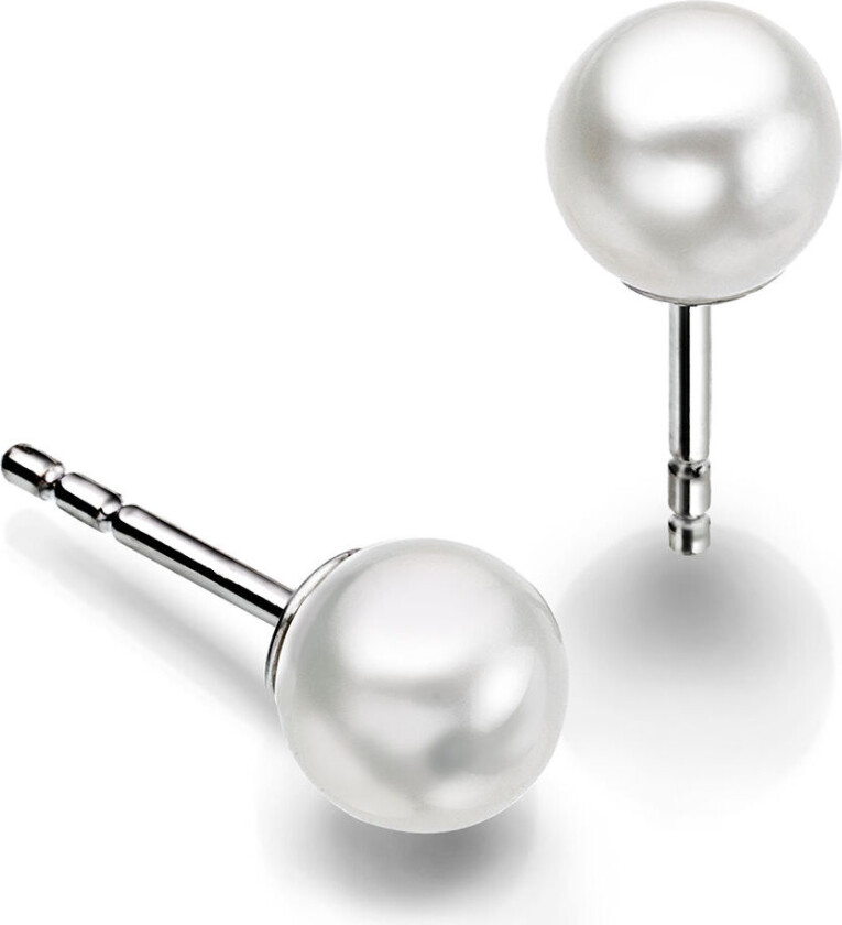 , Øredobber i 585 hvitt gull med ferskvannsperler