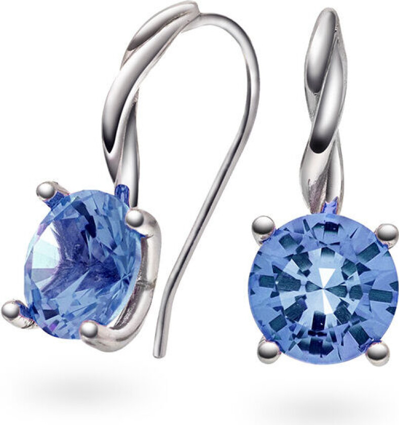 Bilde av Drops, Øredobber i 585 hvitt gull med syntetisk Aquamarine