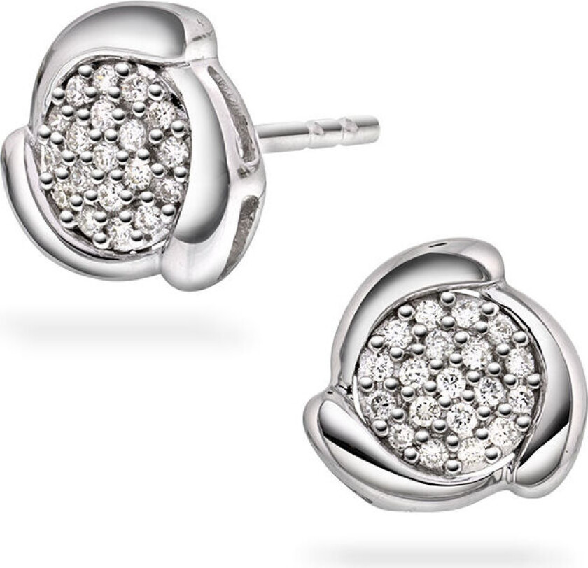 , Øredobber i 585 hvitt gull med diamanter 0,12 ct