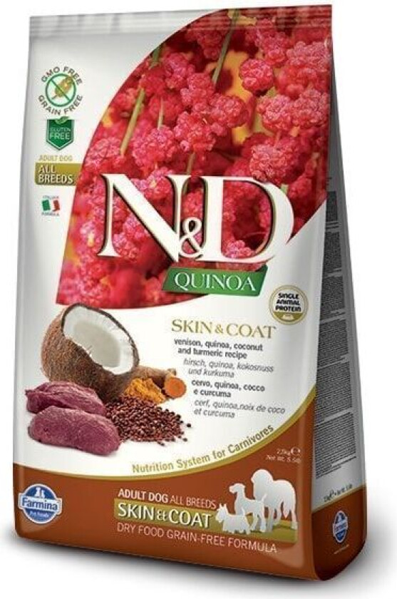 N&D Quinoa Skin & Coat Venison Tørrfôr til hund 7 kg
