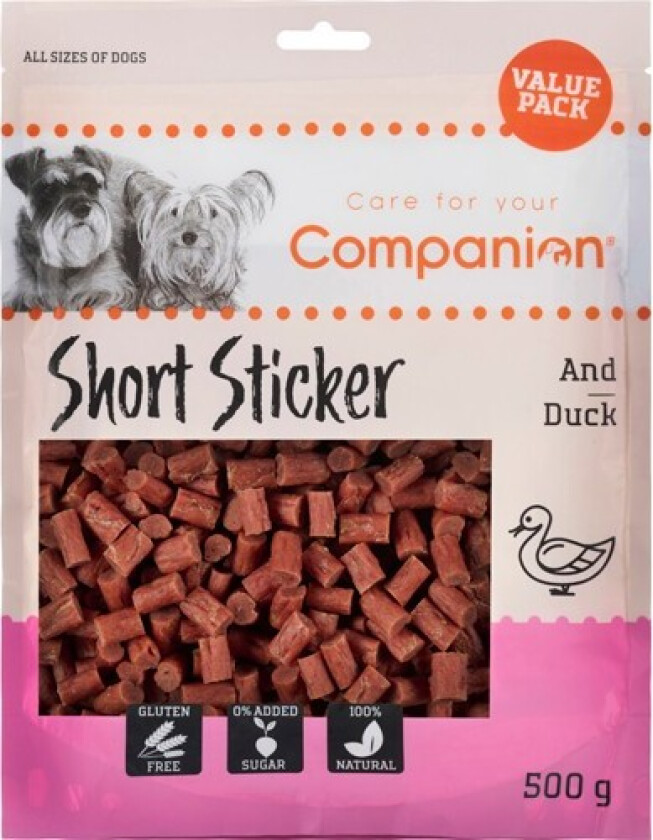 Short Duck Sticker Godbiter til hund 500 g