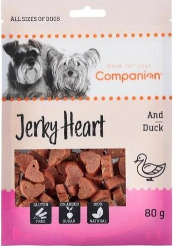 Duck Jerky Heart Godbiter til hund 80 g