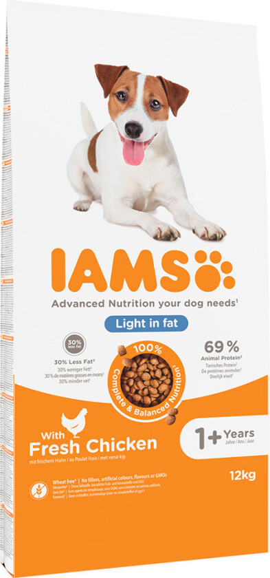 Iams for Vitality Dog Adult Light In Fat Chicken 12 kg
