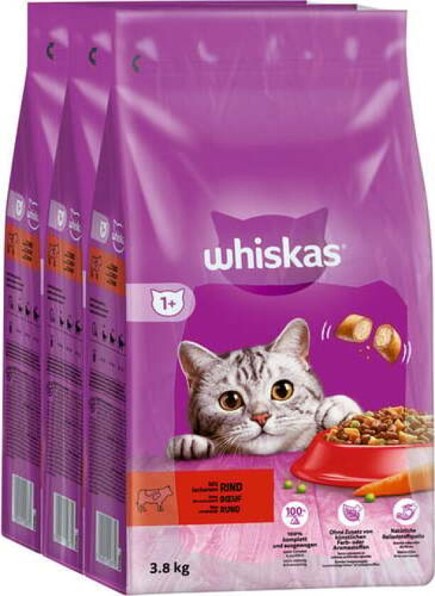 Whiskas® 1+ Oksekjøtt 3.8 kg