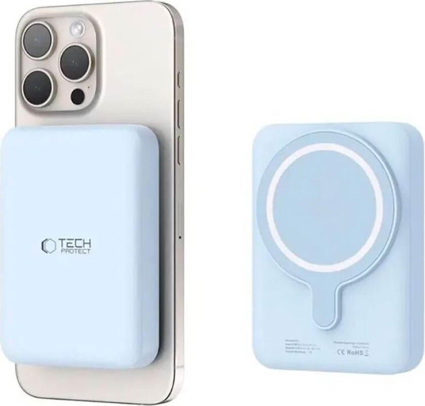 Tech-Protect Trådløs Powerbank 10000 mAh - MagSafe Kompatibel - Blå