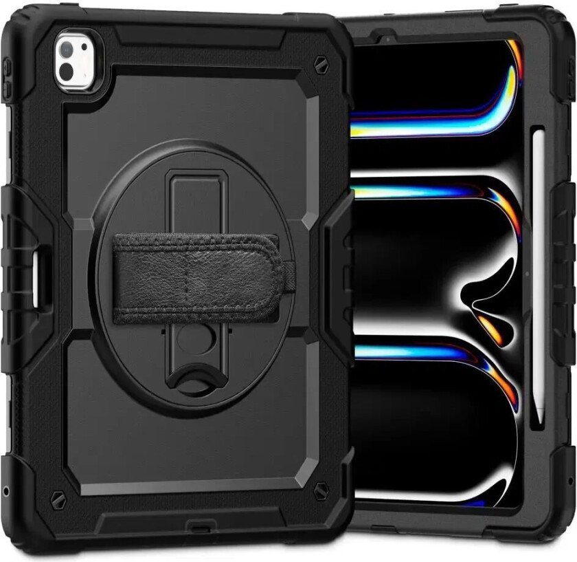 iPad Pro 13" (2024) Tech-Protect Håndverker Deksel m. Beskyttelsesfilm, Håndholder & Skulderstropp - Svart