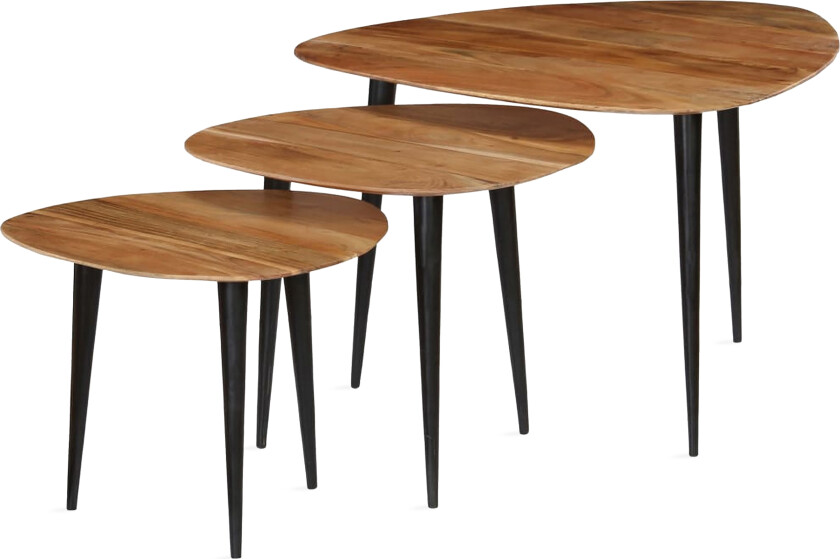 Salongbordsett 3 deler heltre akasie -