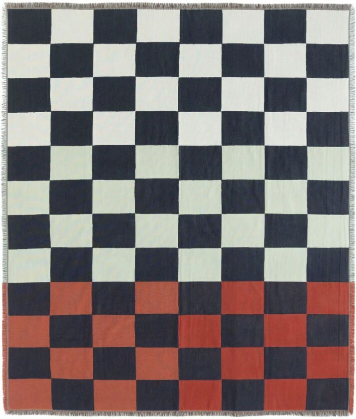 Kukko ja Kana pledd 130x70 cm Off white- dark blue-orange red