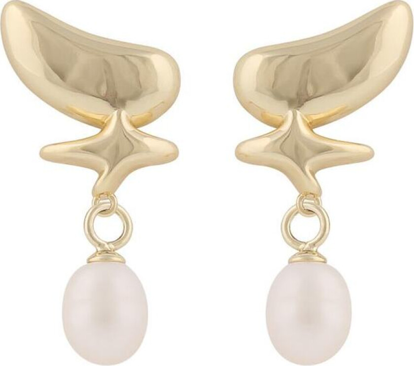 Snö Of Sweden Lauren Big Pendant Earring Gold/White