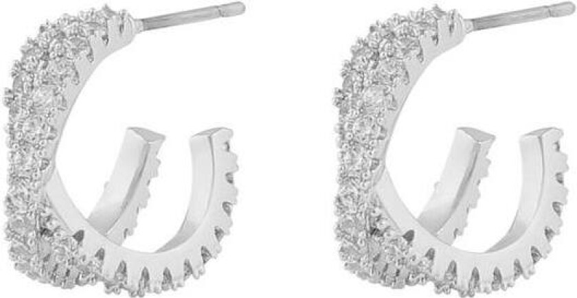 Snö Of Sweden Fanny Double Oval Earring Silver/Clear