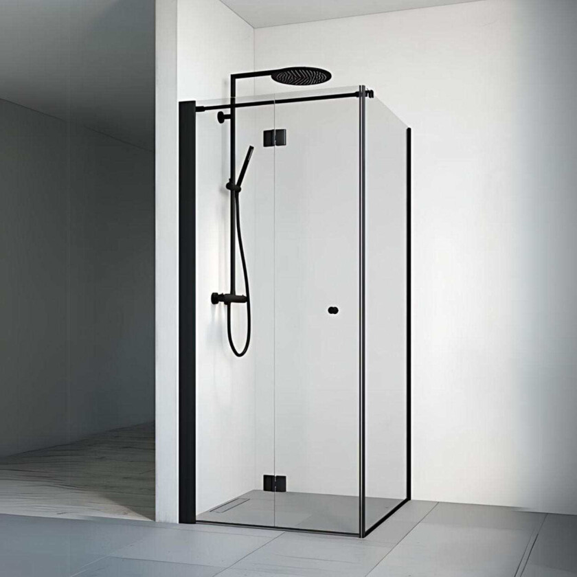 Spirit Dusjhjørne Vik Swing - med Knott Svart Matt / 100x70cm Klart Glass