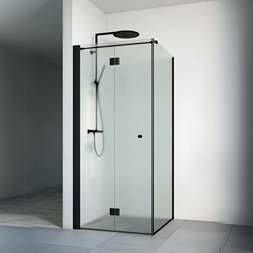 Spirit Dusjhjørne Vik Swing - med Knott Svart Matt / 80x80cm Ice Glass