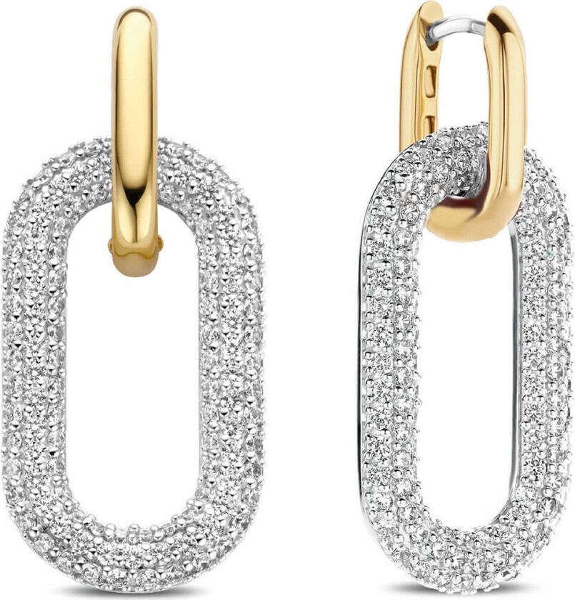 , Øredobber i forgylt 925 sølv med zirkonia