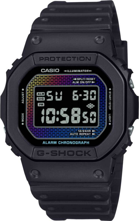 G-Shock Rainbow Brick Wall Edition DW-5600RW-1ER - Digital - Sort - Herreklokker - Resin - Mineral