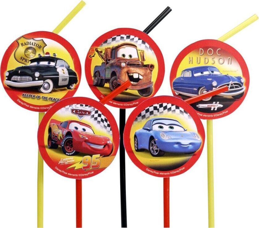 Sugerør 10 stk cars sugerør bil biler straws festtilbehør