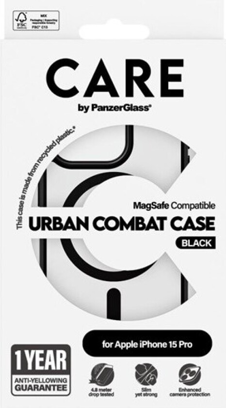 Flagship Case Transparent Urban Combat w. Black MagSafe iPhone 15 Pro