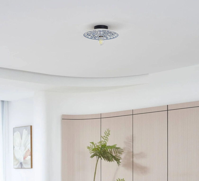 vegglampe Faelira, blå/hvit, keramikk