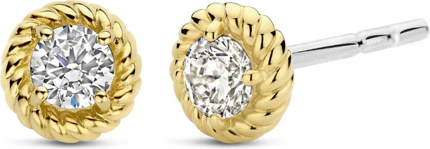 , Studs i forgylt 925 sølv med zirkonia