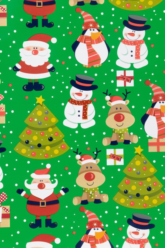 Gavepapir Grønn Julemotiv 5 M