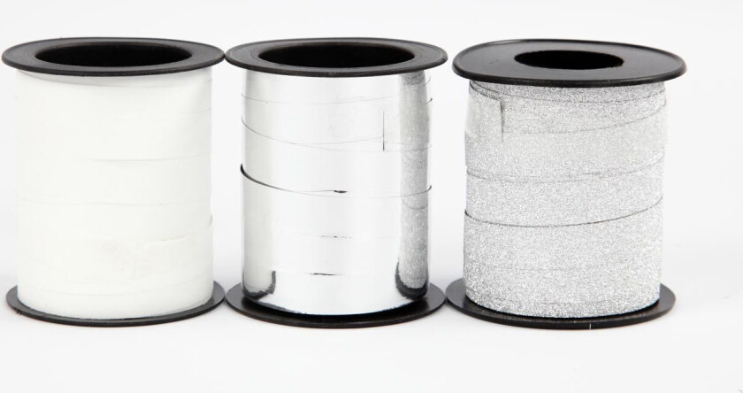 Bilde av Gavebånd Sølv/sølvglitter/hvit 10 Mm 3x15 M