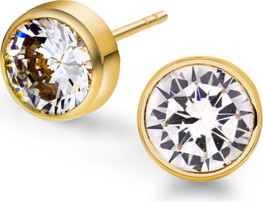 , Øredobber i 585 gult gull med zirkonia