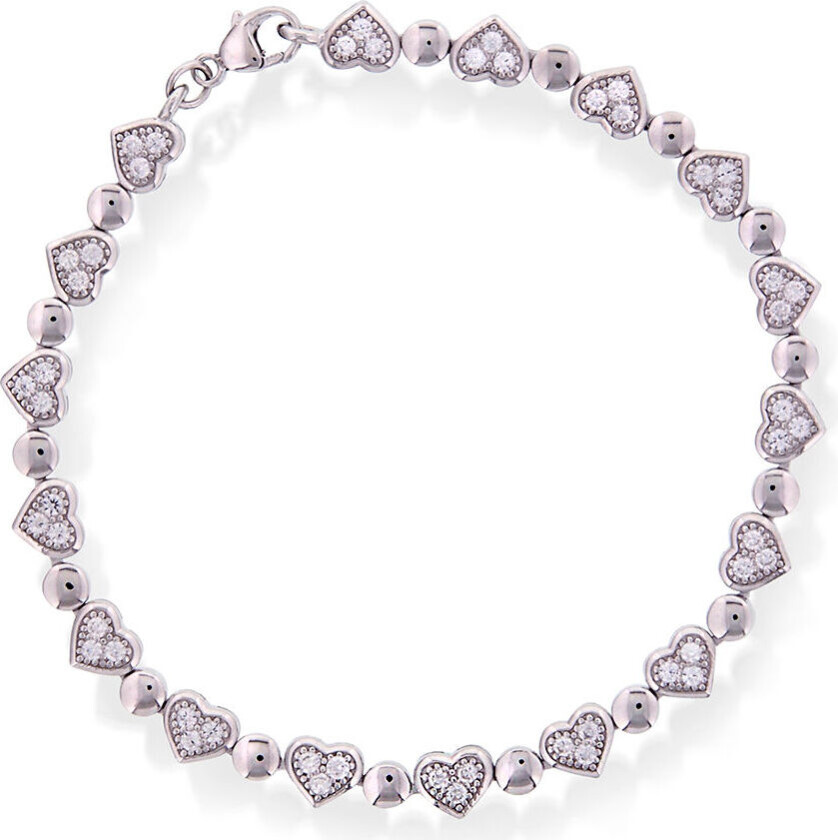 Hjerte armbånd i 925 sølv med zirkonia