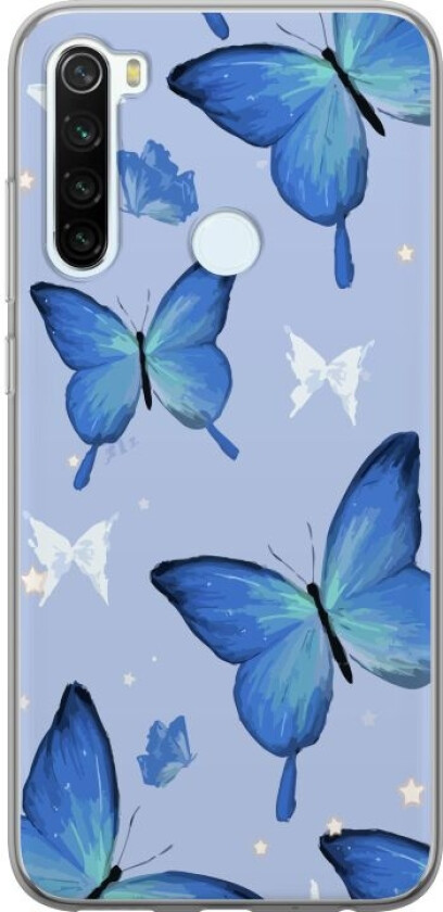 Mobildeksel til Xiaomi Redmi Note 8 med Blå sommerfugler motiv