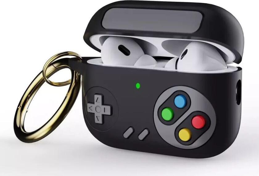 Apple Airpods Pro 2nd Gen (2022) Silikondeksel med Karabinkrok - Spillkonsoll - Svart