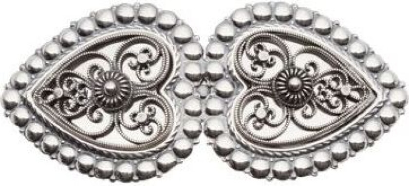 Hårspenne i 830 oksidert sølv med perlekant og kruser