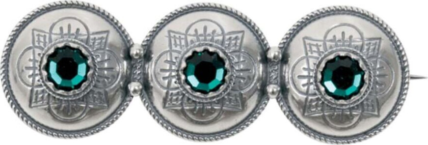 Olinenål i 830 oksidert sølv med grønn sten